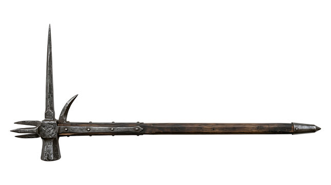 Vintage Medieval War Hammer Weapon Isolated on a Plain White Background