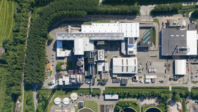 Aerial view of Waste Incineration Plant in Weurt near Nijmegen