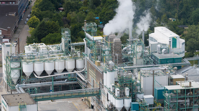 Aerial view of Sulfuric Acid Production Facility in Amsterdam
