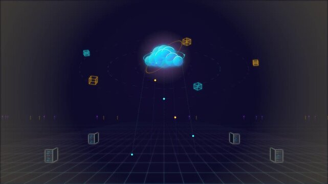 Cloud Computing Data Network Server Connection Animation