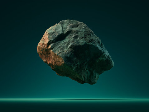Floating Stone in Minimalist Dark Background
