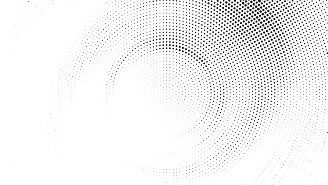 Abstract halftone circular dot gradient pattern with monochrome radial composition, modern decorative background and Vector Illustration