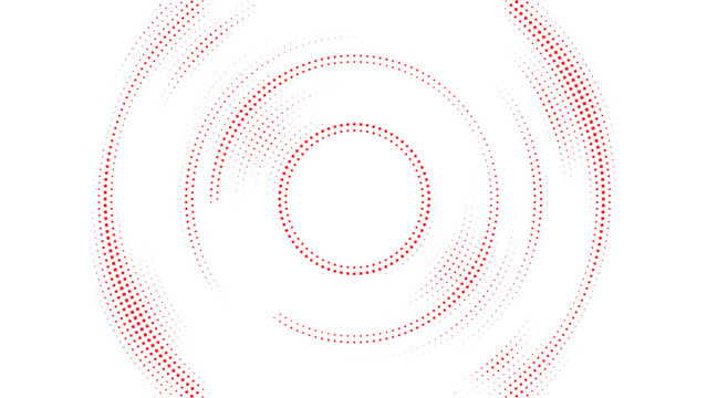 Abstract red halftone concentric circle pattern with radial dotted gradient, modern geometric background for branding, print and Vector Illustration
