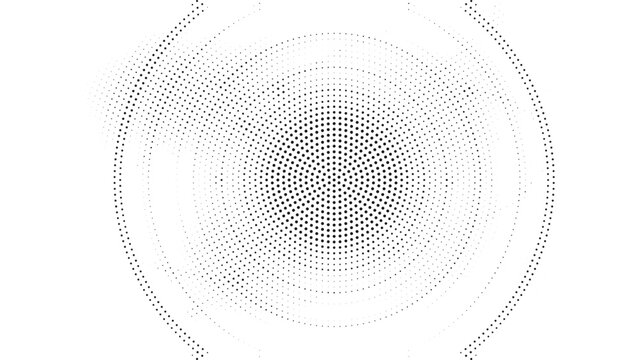 Abstract black halftone radial dot pattern with concentric circular gradient, modern geometric background for print, branding and Vector Illustration