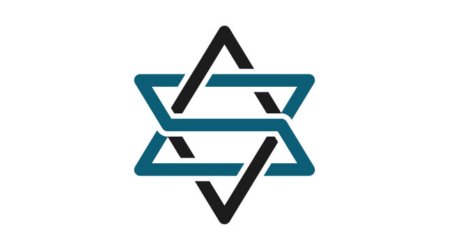 Interlocking geometric Star of David logo.