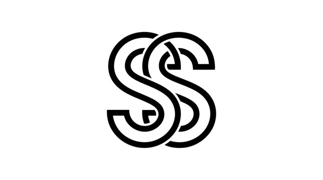 Interlocking serif letter S monogram black outline