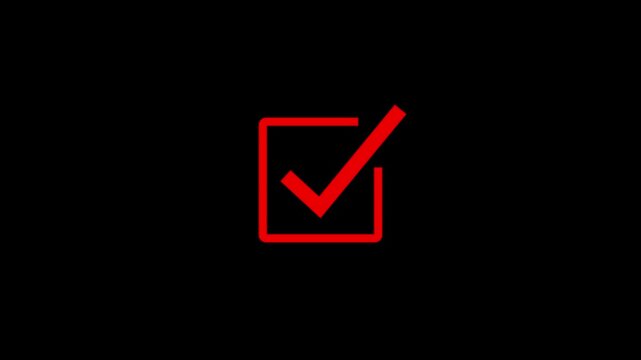 Animated Red check mark icon. right check mark icon transparent background.4k motion graphics video