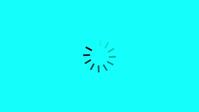 Minimalist loading spinner animation on cyan background, for web and, app ui progress