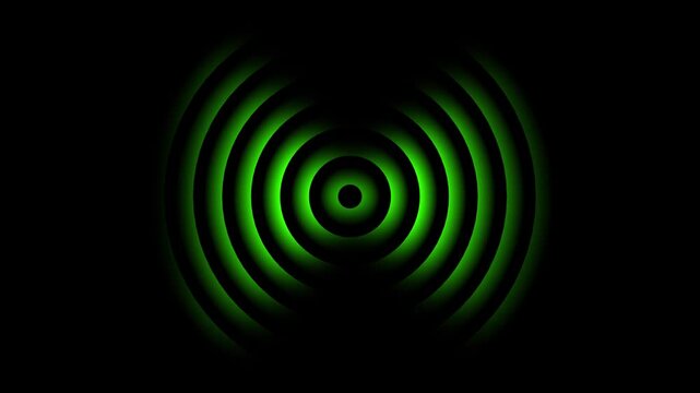 Abstract neon circle radio waves looping background. Abstract neon radio waves signal.Radio wave signal, radar concept.Radio waves seamless animation background video with alpha chanel.4k video