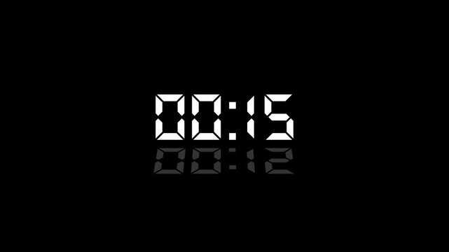 Countdown Digital Clock Animation 20 to 0 second Countdown digital clock timer icon.Animation of glowing 20 to 0 second countdown timer. minute stopwatch,analog clock icon animation