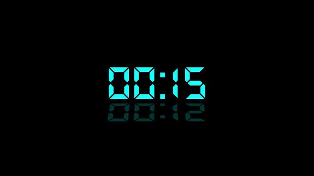 Countdown Digital Clock Animation 20 to 0 second Countdown digital clock timer icon.Animation of glowing 20 to 0 second countdown timer. minute stopwatch,analog clock icon animation