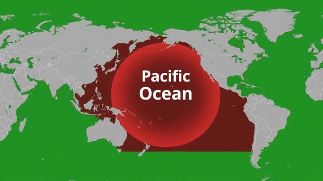 World map highlighting pacific ocean geographic region global interface the between major continents