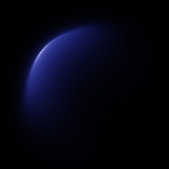 Abstract crescent moon shape with a glowing blue light effect isolated on a deep black background © Creative_Rasma
