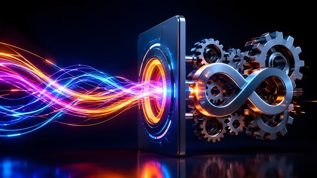 Dynamic data flow connecting digital platforms with continuous integration and automation for modern technology development strategies.