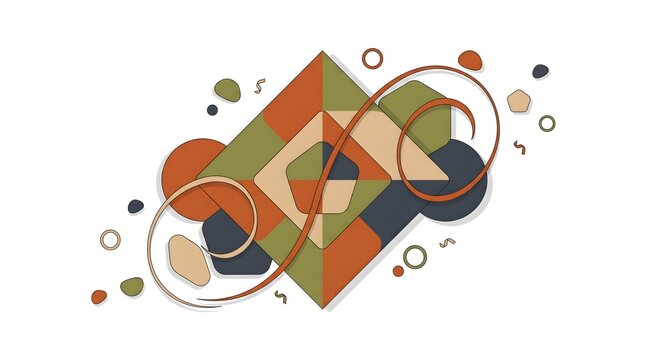Premium Abstract Geomatric Flat Vector Collection with Modern Minimal Shapes on White Background.