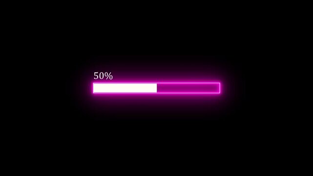 Neon pink glowing progress bar loading animation with percentage counter
