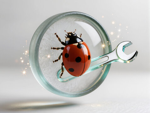 Software Maintenance and Bug Fix Glass 3D Icon