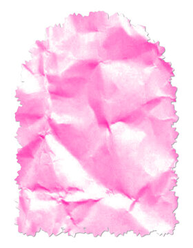 Rose Pink Crumpled Paper Texture, Wrinkled Torn Paper Sheet, Soft Blush Craft Background, Arched Isolated Cutout