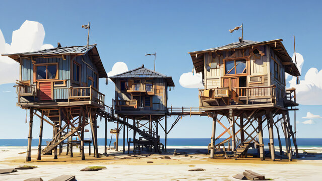 🏚️ Stylized Low Poly Beach House on Stilts 🏚️ 