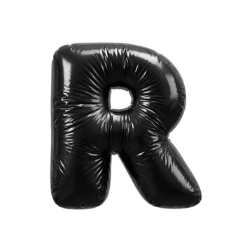 Trash bag letter R - Capital polyethylene bin liner font isolated on white background. Perfect alphabet for creative illustrations related to Ecology, recycling, garbage...