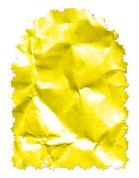 Golden Yellow Crumpled Paper Texture, Wrinkled Torn Paper Sheet, Bright Craft Background, Arched Isolated Cutout