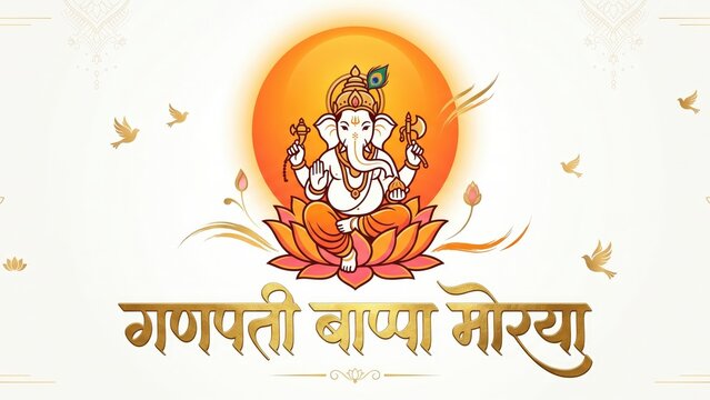 Minimal Ganpati Bappa Morya Devotional Poster