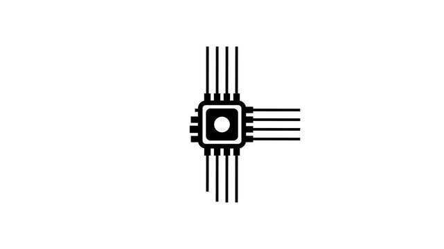 Minimalist cpu microchip animation, digital processor growth concept, tech hardware symbol technology