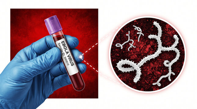 Gloved hand holding a blood sample in a test tube