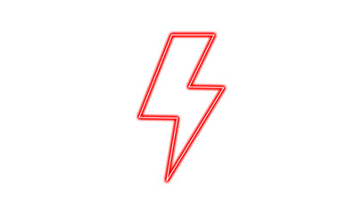 Red neon lightning bolt icon isolated on transparent background © Tohmina