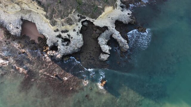  rocks and marine life from top-down perspective. adventure, exploration, diving sport, underwater photography. Praia dos Aveiros, Portugal