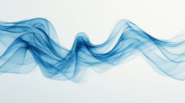 Abstract Cyan Wave Form On White Background Fluid Dynamic Shape