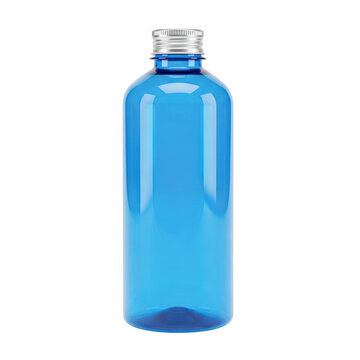Blue plastic water bottle with cap