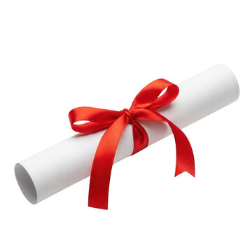 Diploma scroll with red ribbon