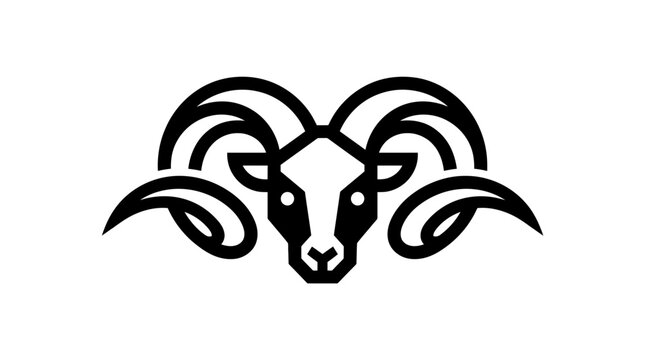 Stylized ram head mascot logo.