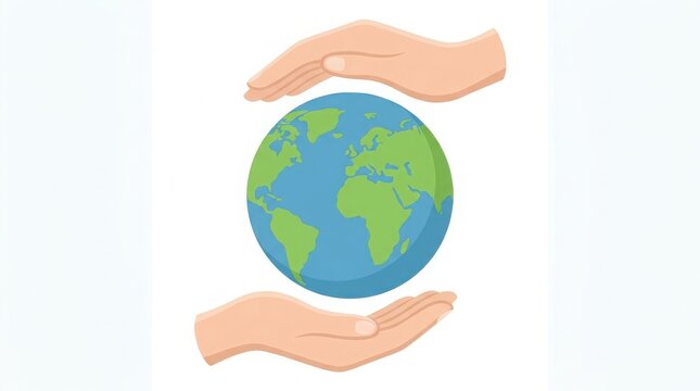 Two hands holding the earth isolated on white background