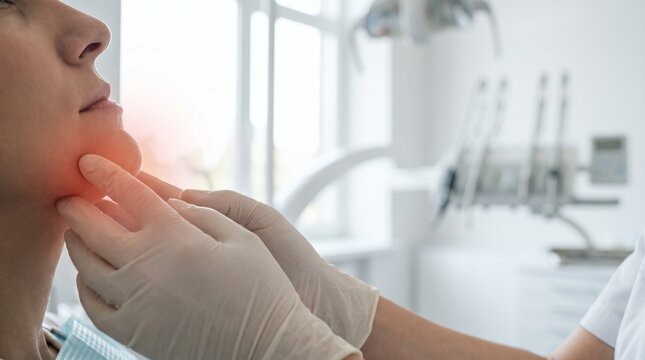 Professional healthcare practitioner performing a thorough physical examination of a patient neck lymph nodes to detect potential health issues