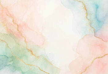 Fototapeta premium Soft pastel watercolor background with elegant gold glitter accents