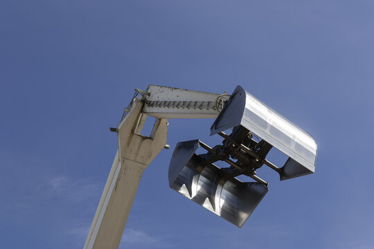 View of a large mechanical grab bucket used for cargo handling at Kilindini Harbour in Mombasa, Kwale County, Kenya.
