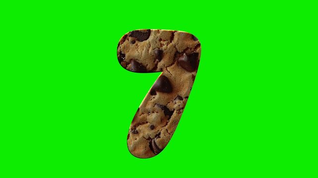 Cookies number animation isolated on green screen background