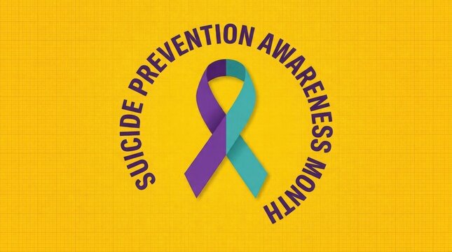 Suicide prevention awareness month ribbon graphic