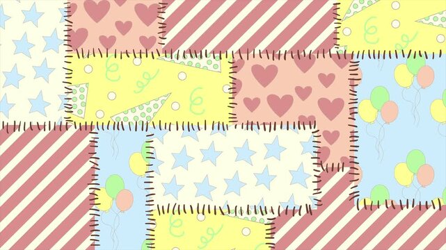 Festive patchwork background on a seamless loop