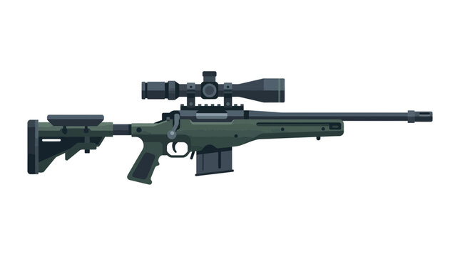 Modern tactical sniper rifle vector illustration with precision scope