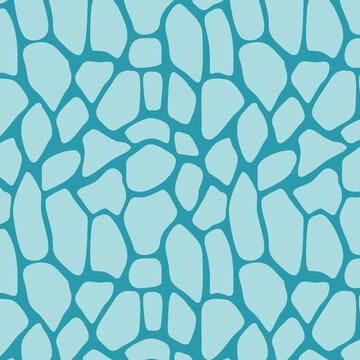 Modern blue giraffe print seamless pattern with abstract organic shapes. Perfect for fabric, wallpaper, stationery, packaging, branding, and contemporary backgrounds.