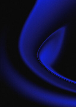 Deep blue fluid light wave form on a dark background, minimalist abstract