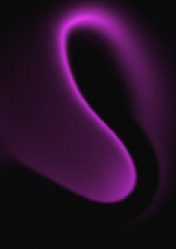 Glowing purple light curve abstract wave form against a solid dark black background texture