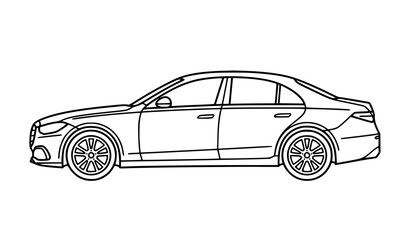 Fototapeta premium Modern Luxury Car Line Art Vector Icon on White Background