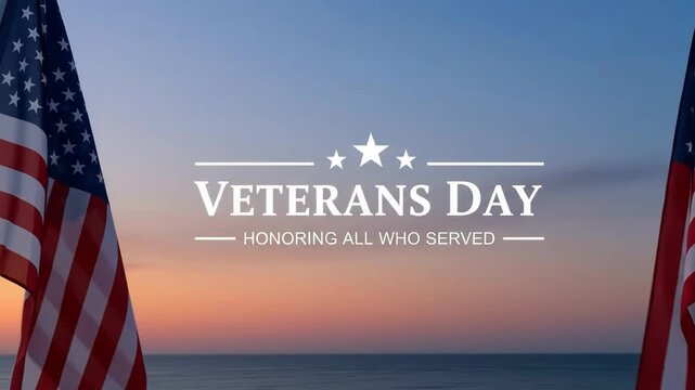 Veterans day honoring all who served with american flags