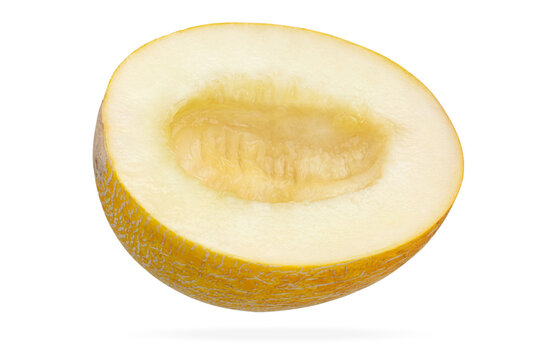 Whole and Halved Torpedo Melon Isolated on White Background
