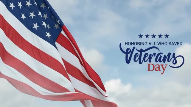 Veterans day banner with american flag
