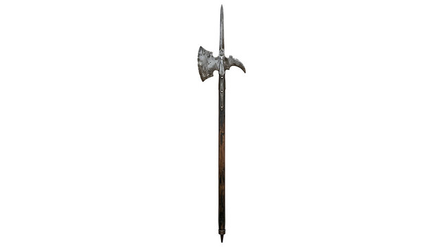 Antique Medieval Polearm Weapon Isolated on a Clean White Background for Historical Display